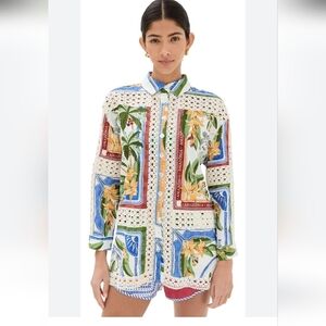 Farm Rio Tropical Destination Linen Crochet ShirtFarm RioWrite